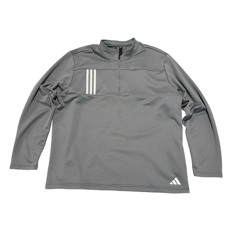 adidas Men's 1/4 Zip Athletic Pullover Gray Size 2XL 26 x 29